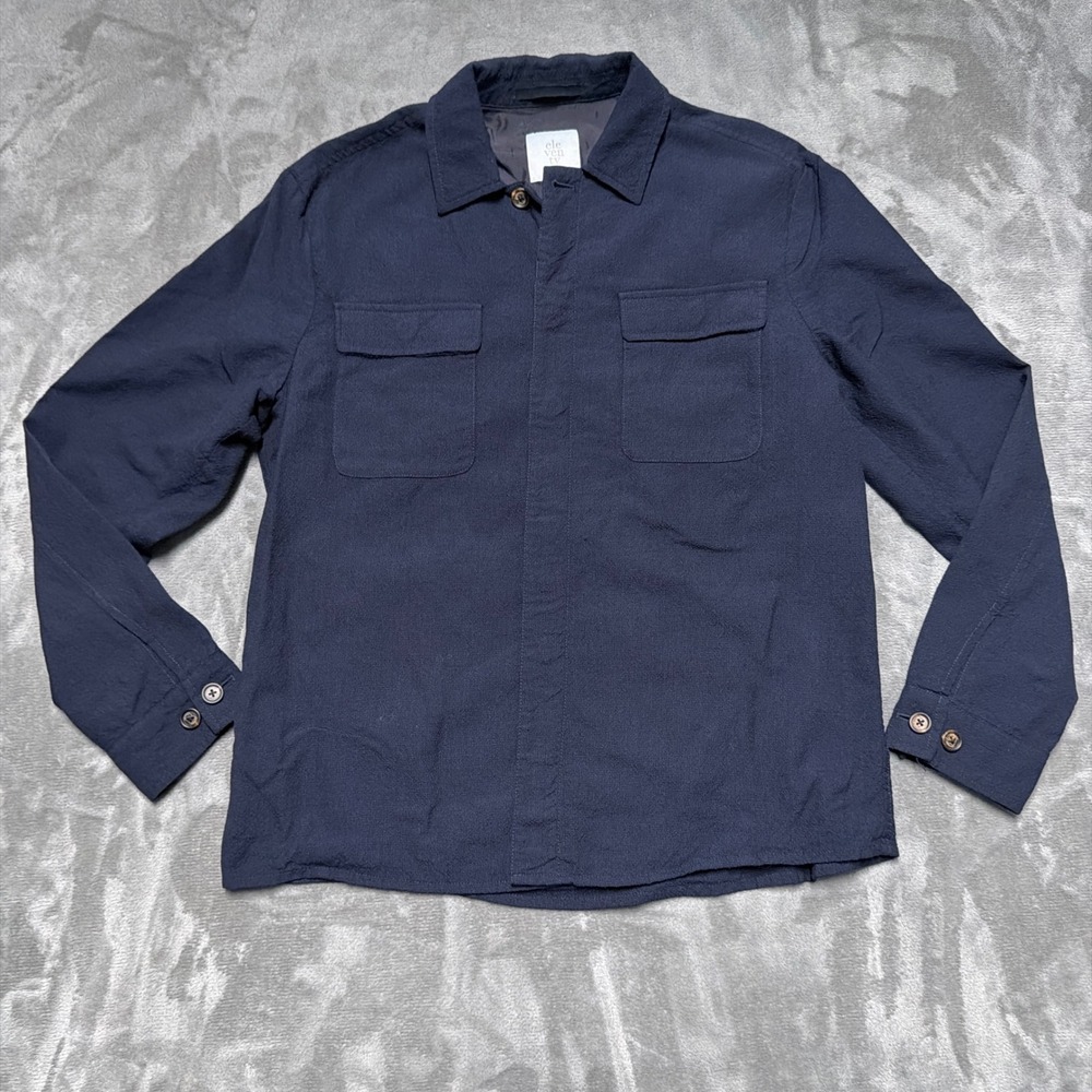 Eleventy Wool Overshirt Mens 52 L Navy Italian Lightweight Unstructured Blazer